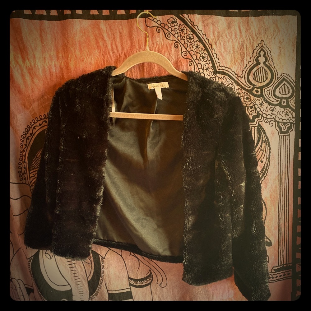 Black Faux Fur Bolero Shrug